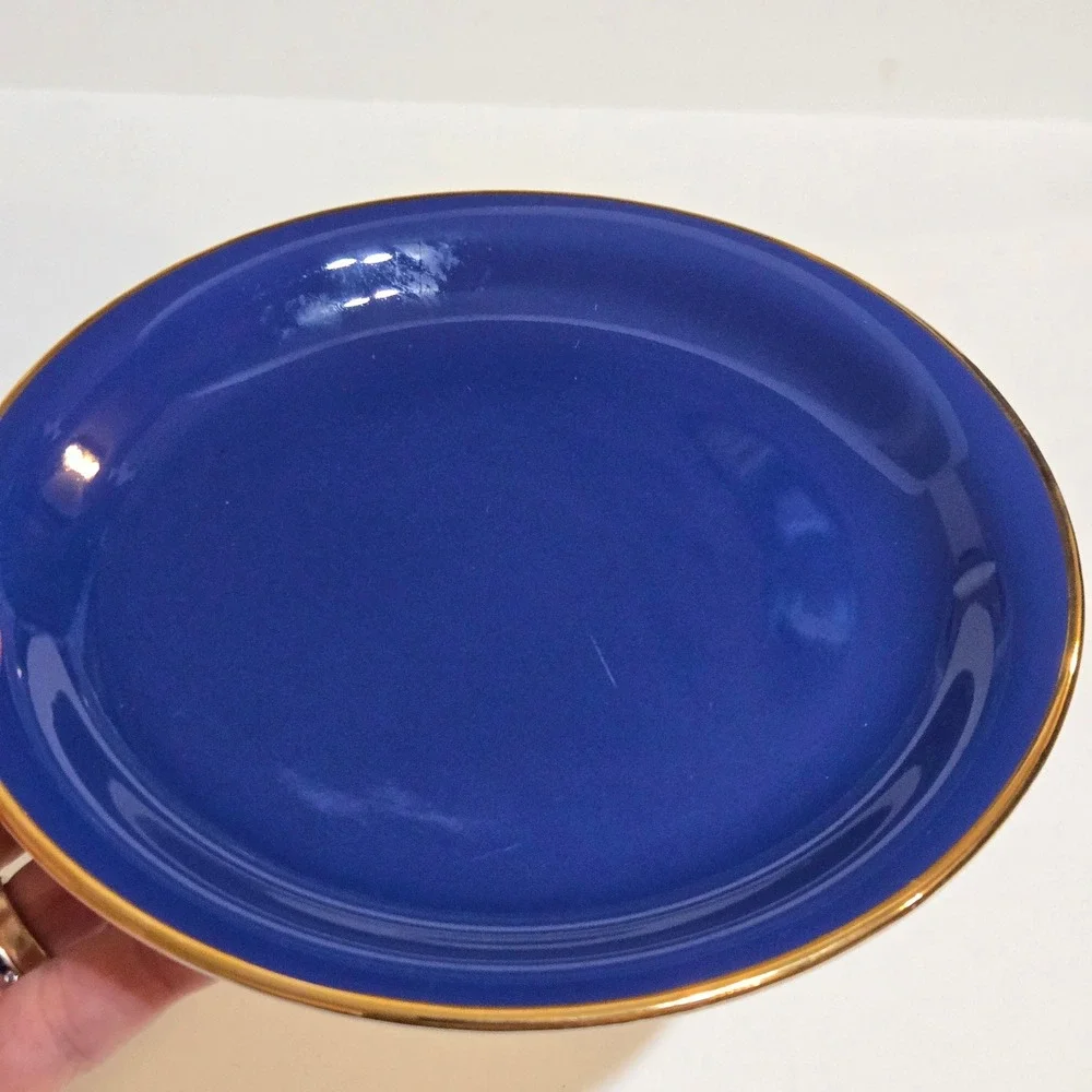 Stavangerflint Dessert Plates Set of 5 Colorful‎ 7in Gold Rim MCM Norway Modern
